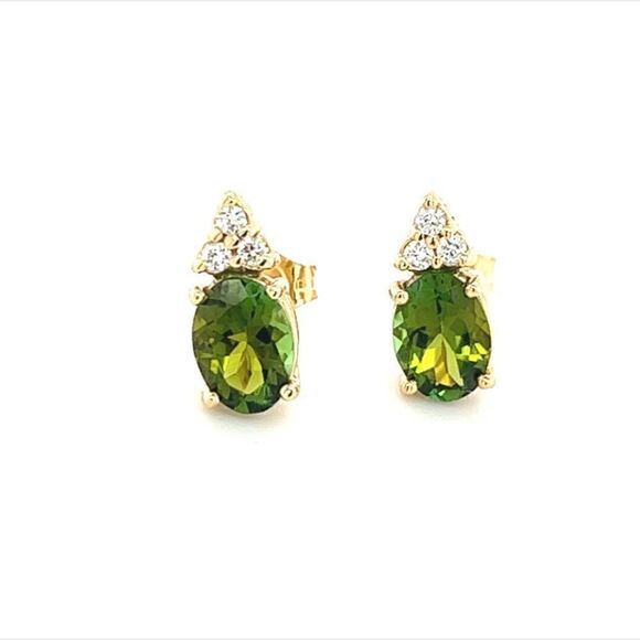 Natural Tourmaline Diamond Earrings 14k Gold 1.87 TCW Certified $2,950 210759 - Picture 1 of 13